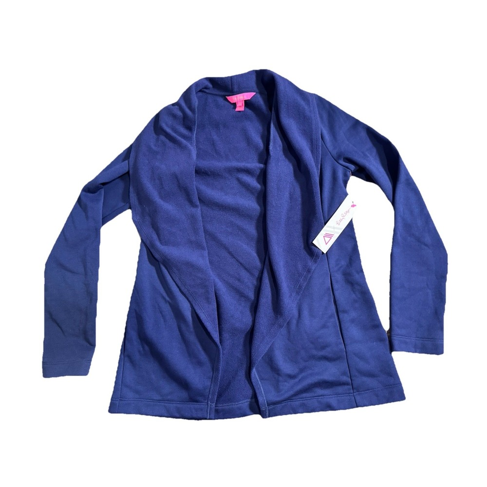 NEW Lilly Pulitzer Women's Galia Fleece Navy Wrap Cardigan Size XSmall‎